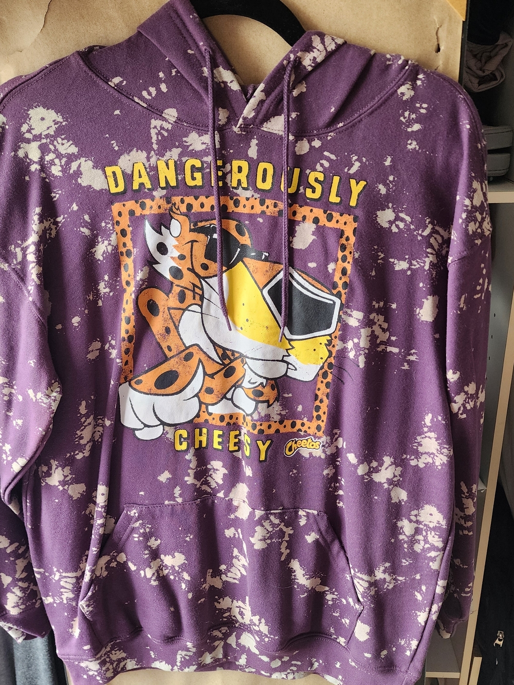 Purple 'Dangerously Cheesy' Cheetos Graphic Hoodie Small
